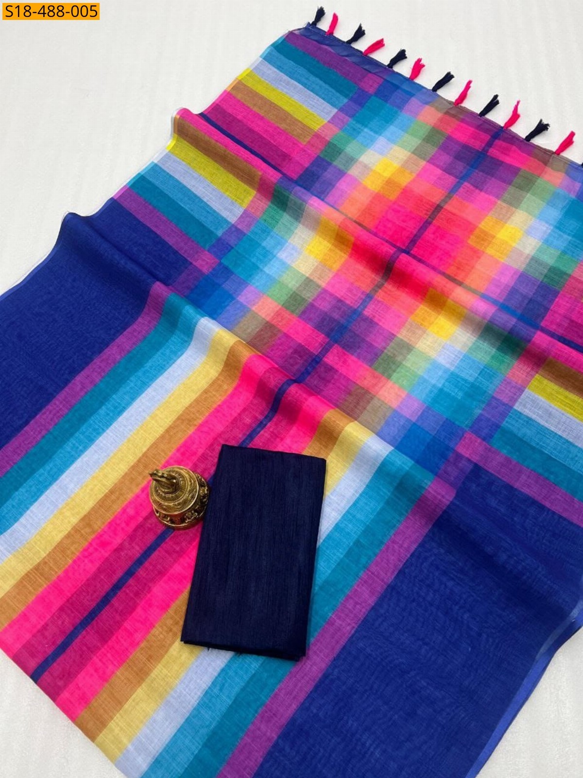 Blue Fancy Linen Sarees