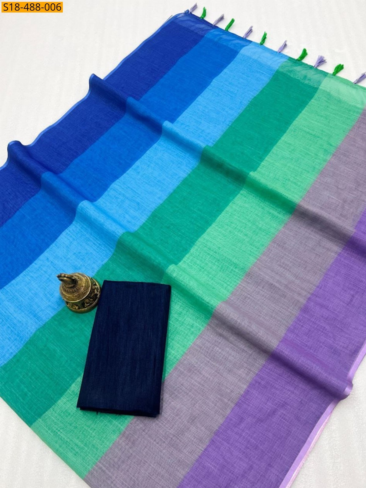 Multi colour Fancy Linen Sarees