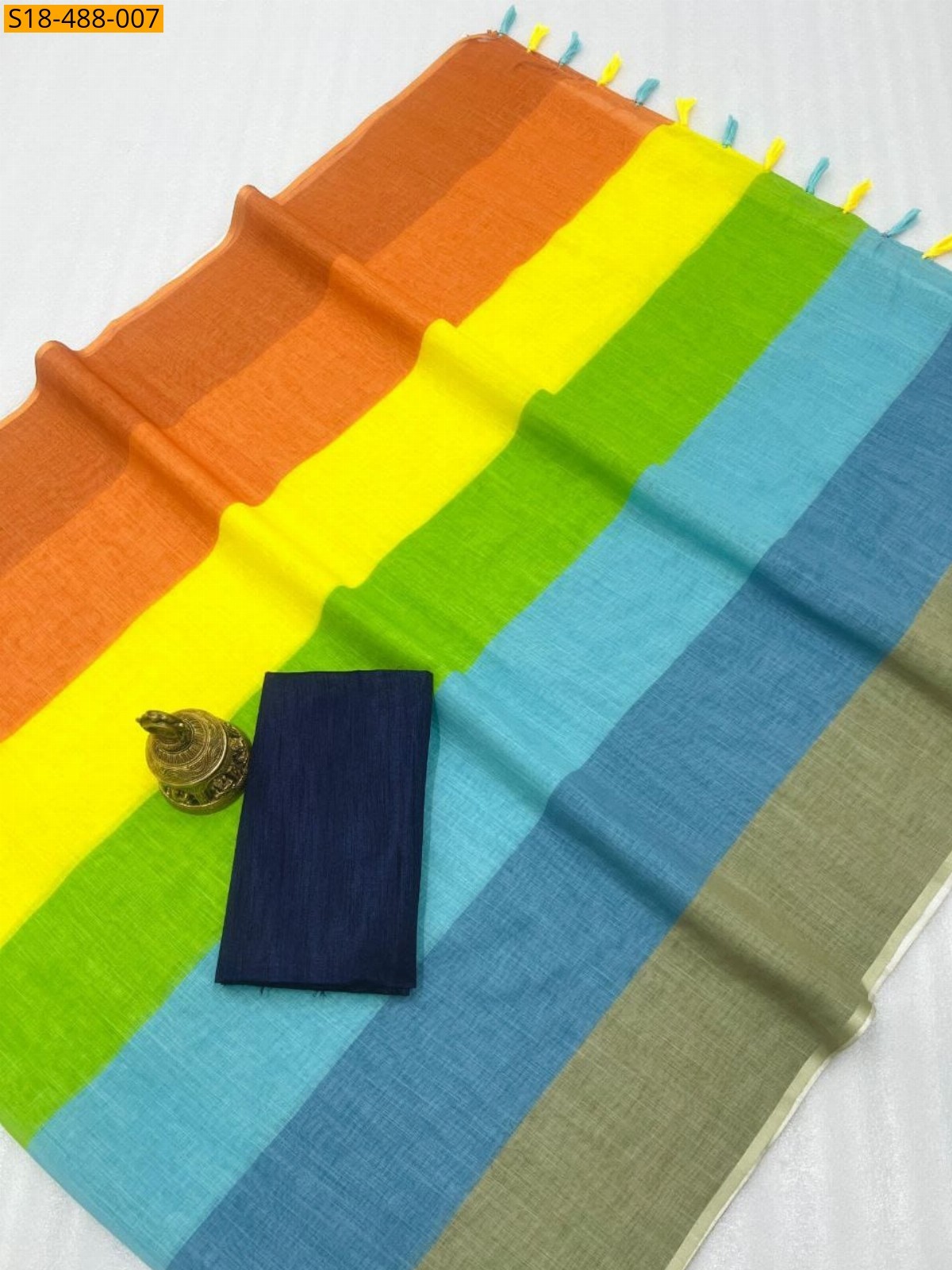 Multi colour Fancy Linen Sarees