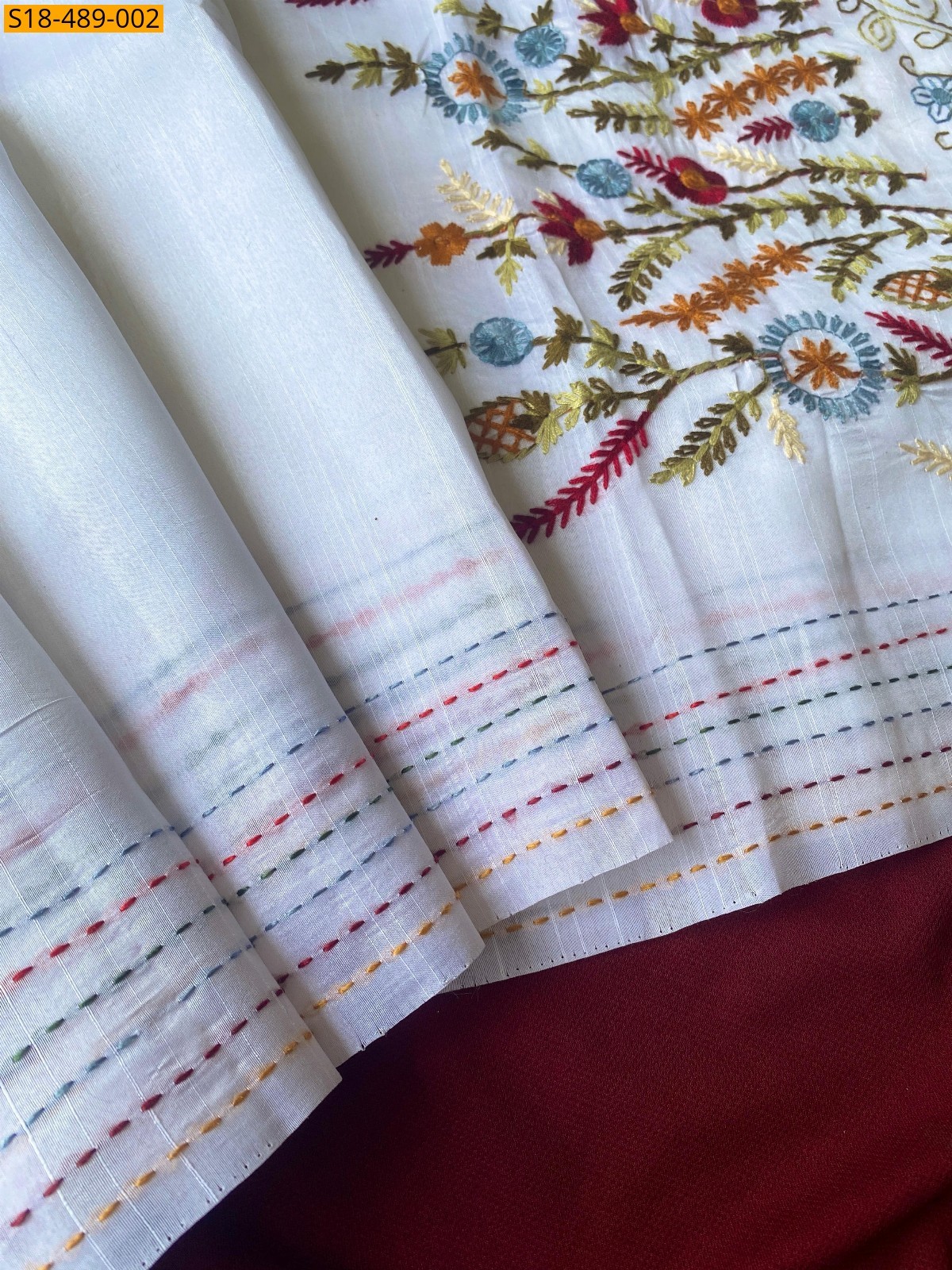 White Pure Tussar Silk Saree