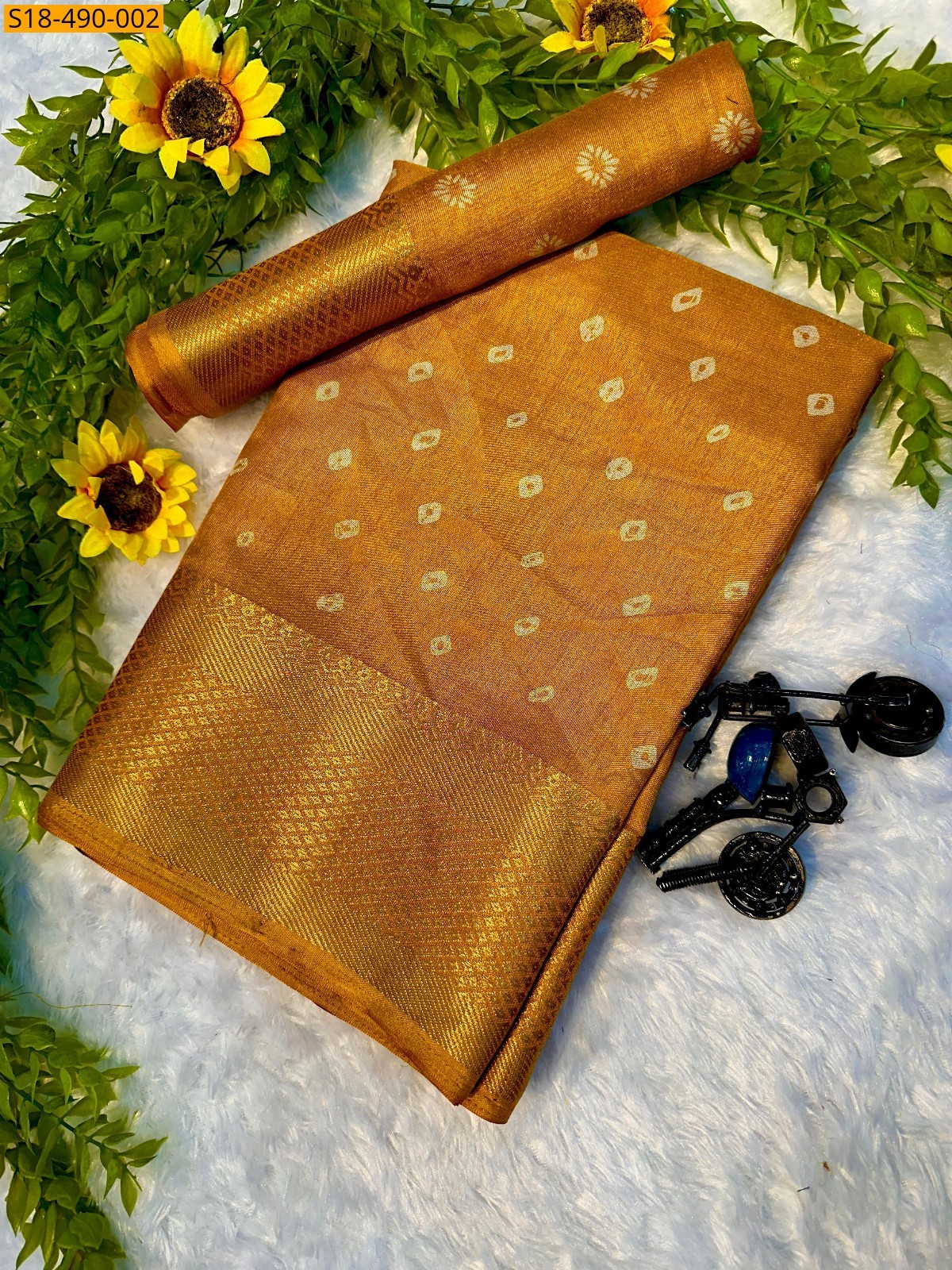 Yellow Fancy Dola Silk Saree