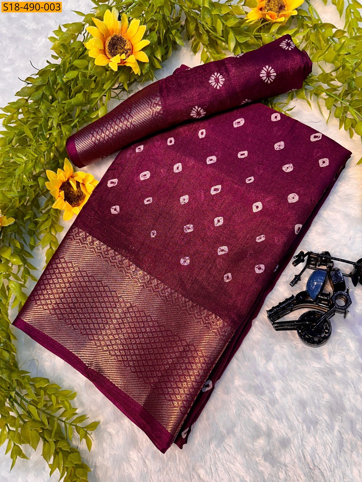 Maroon Fancy Dola Silk Saree
