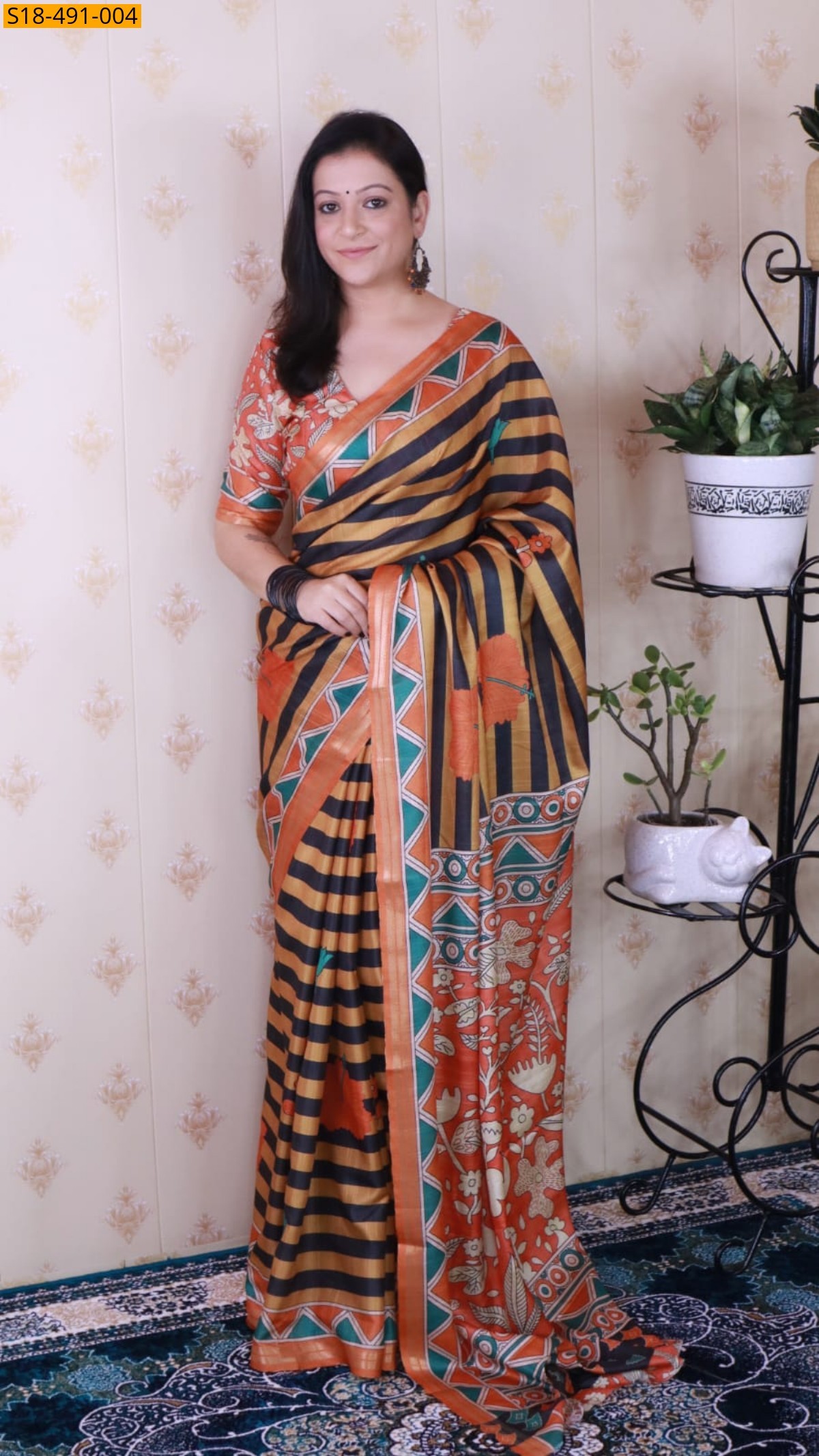 Orange Fancy Soft Tussar Silk Sarees