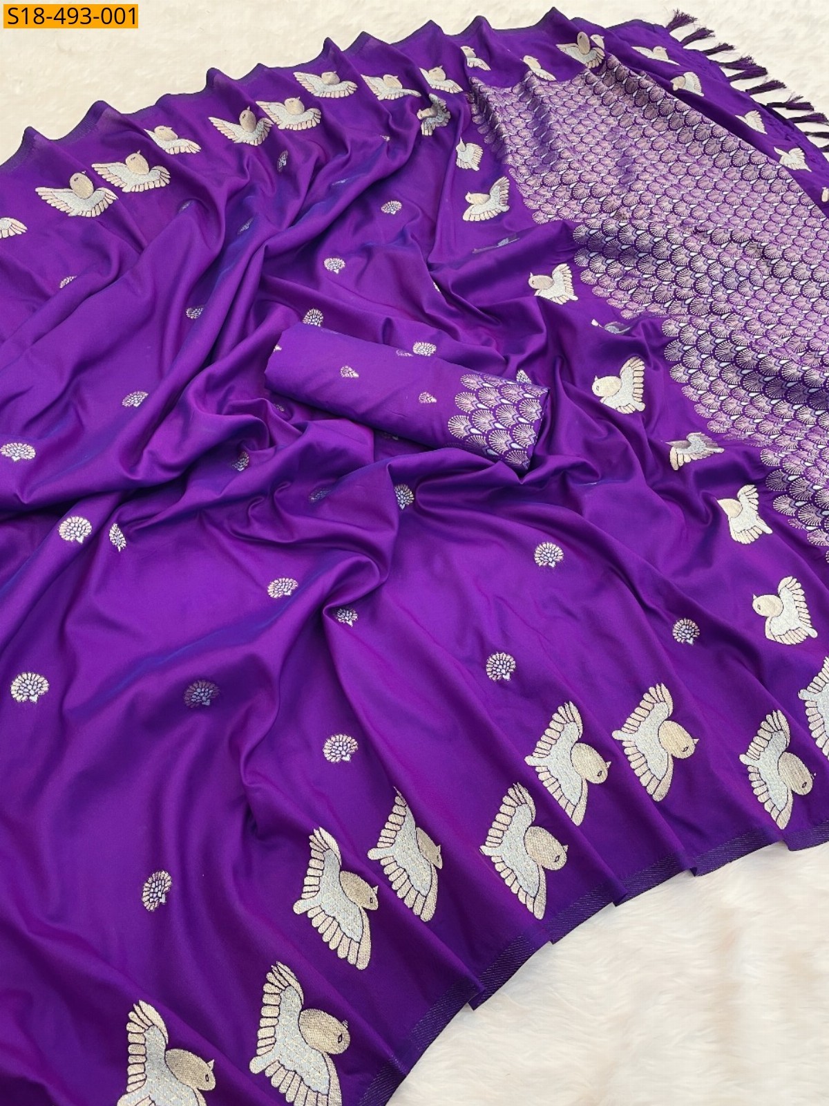 Violet Fancy Soft Moonga Silk Sarees