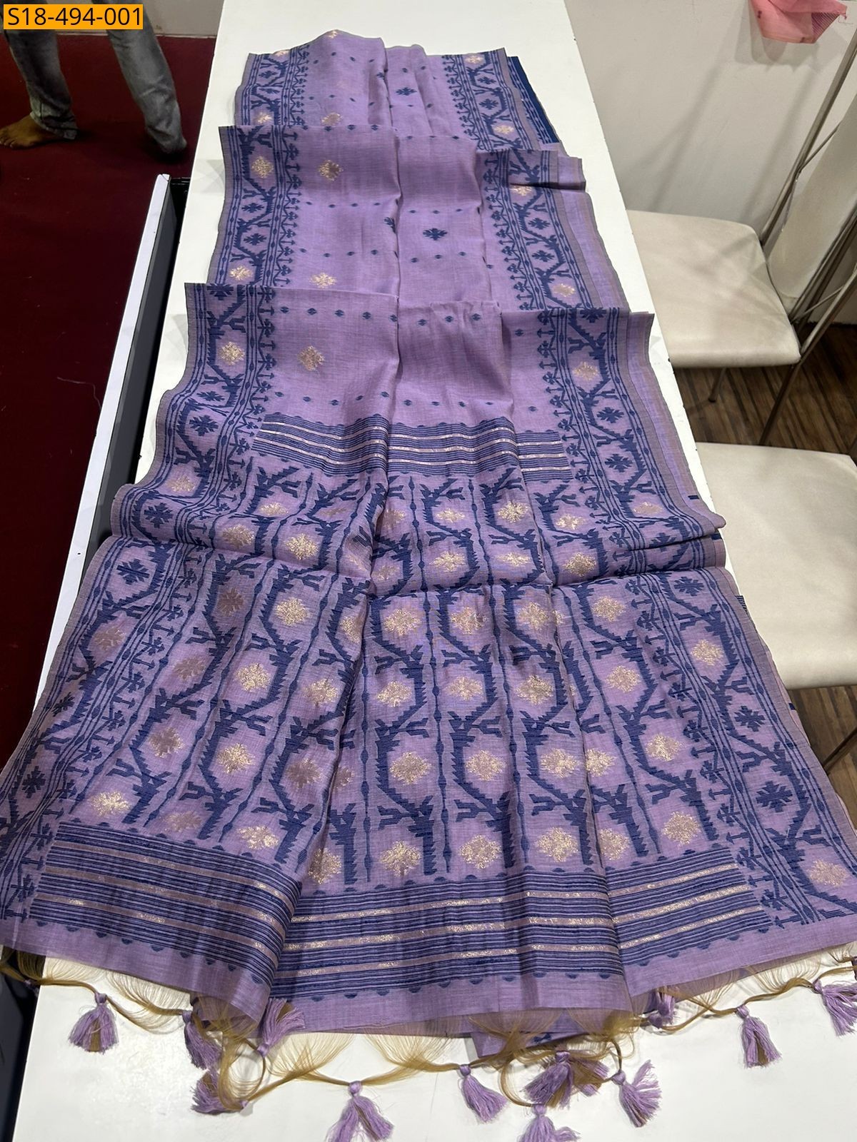 Lavender Fancy Soft Muga Cotton Sarees