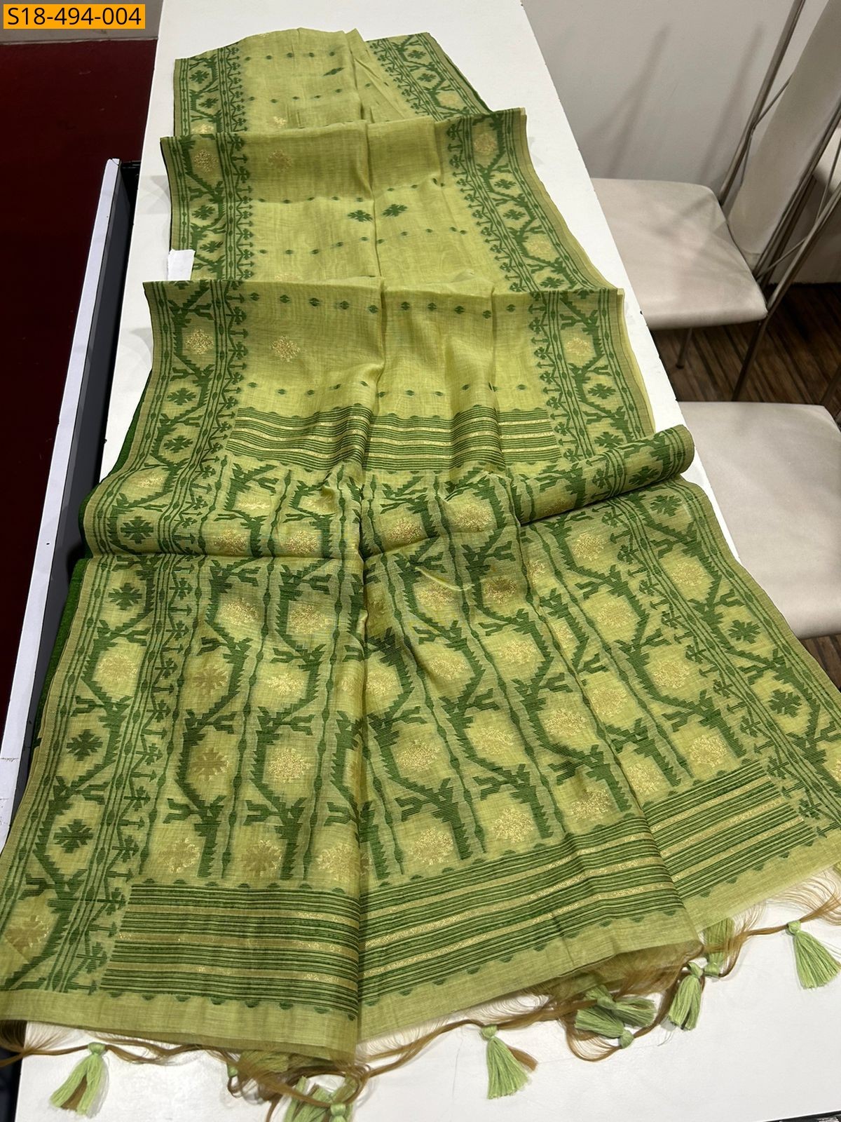 Green Fancy Soft Muga Cotton Sarees