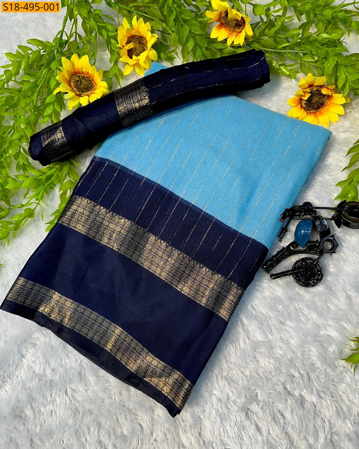 Blue Fancy Mysore Silk Sarees