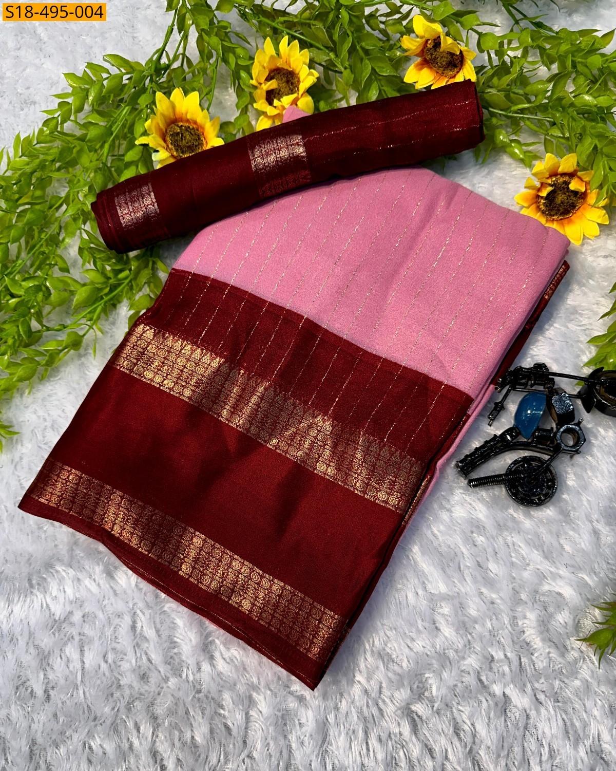Pink Fancy Mysore Silk Sarees