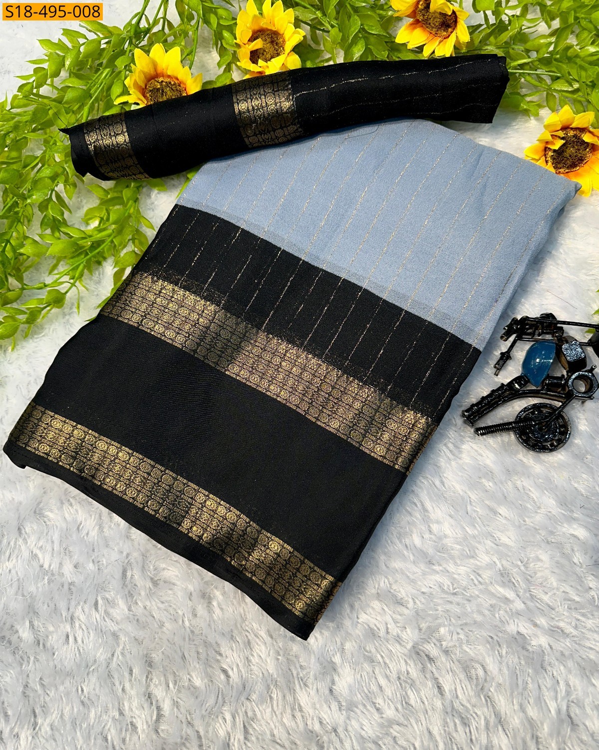 Sky blue Fancy Mysore Silk Sarees