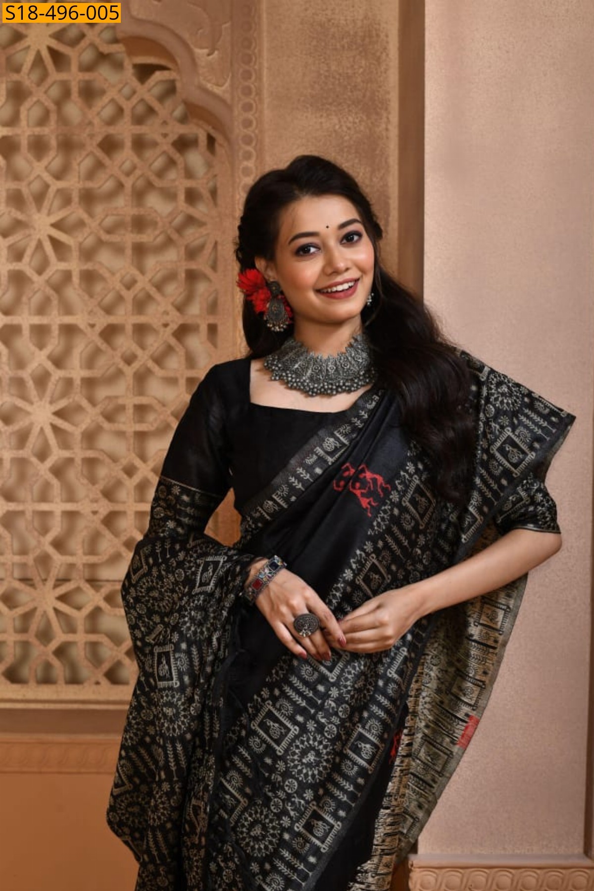 Black Fancy Raw Silk Sarees