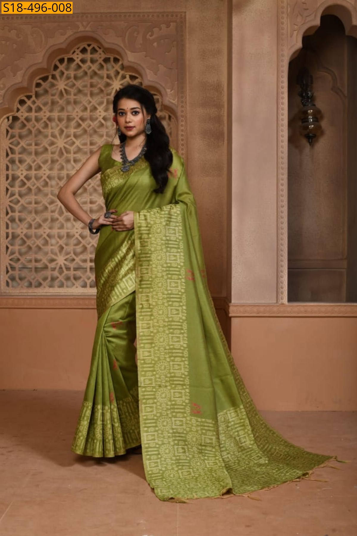 Green Fancy Raw Silk Sarees
