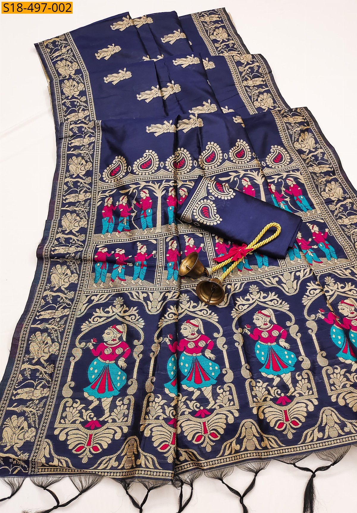 Navy blue Fancy Raw Silk Sarees