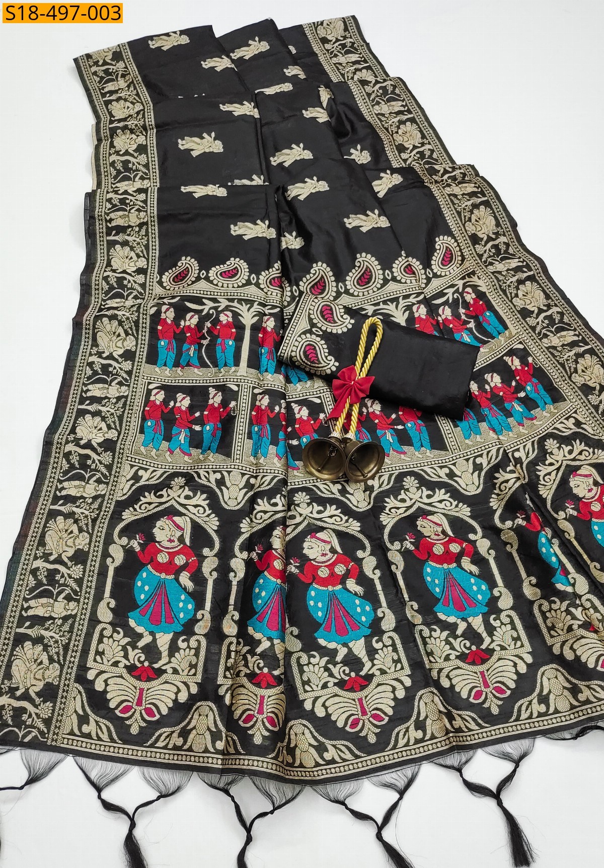 Black Fancy Raw Silk Sarees