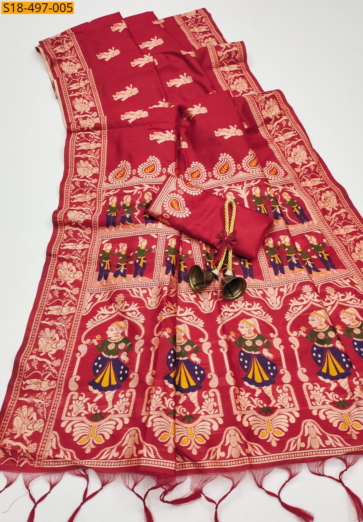Red Fancy Raw Silk Sarees