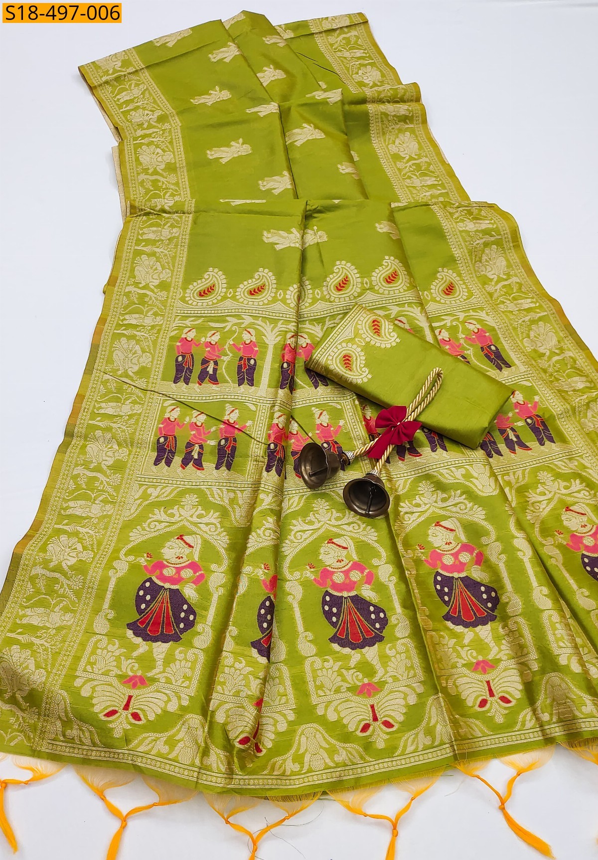 Green Fancy Raw Silk Sarees