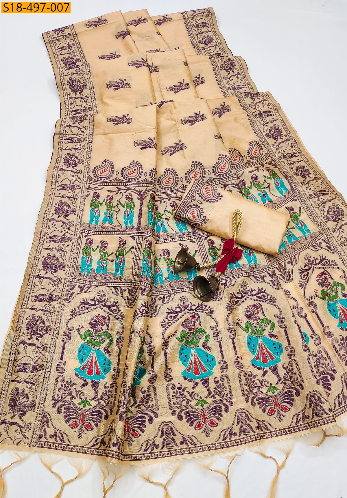 Sandal Fancy Raw Silk Sarees