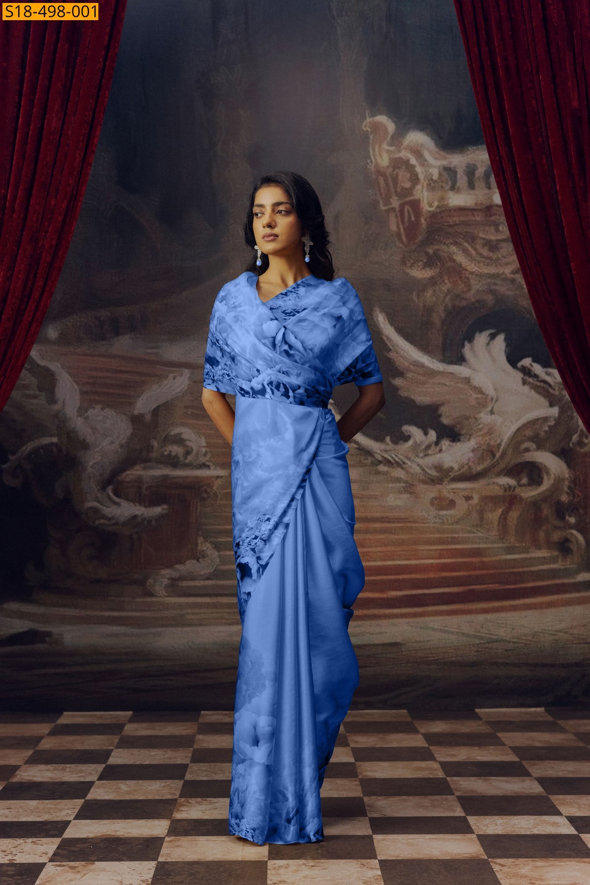 Blue Fancy Japan Satin Sarees