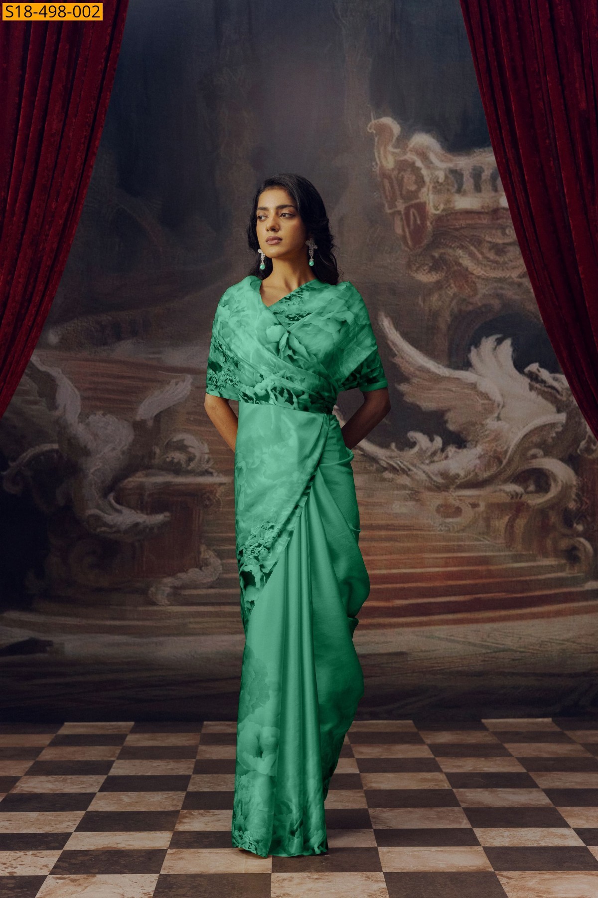 Green Fancy Japan Satin Sarees