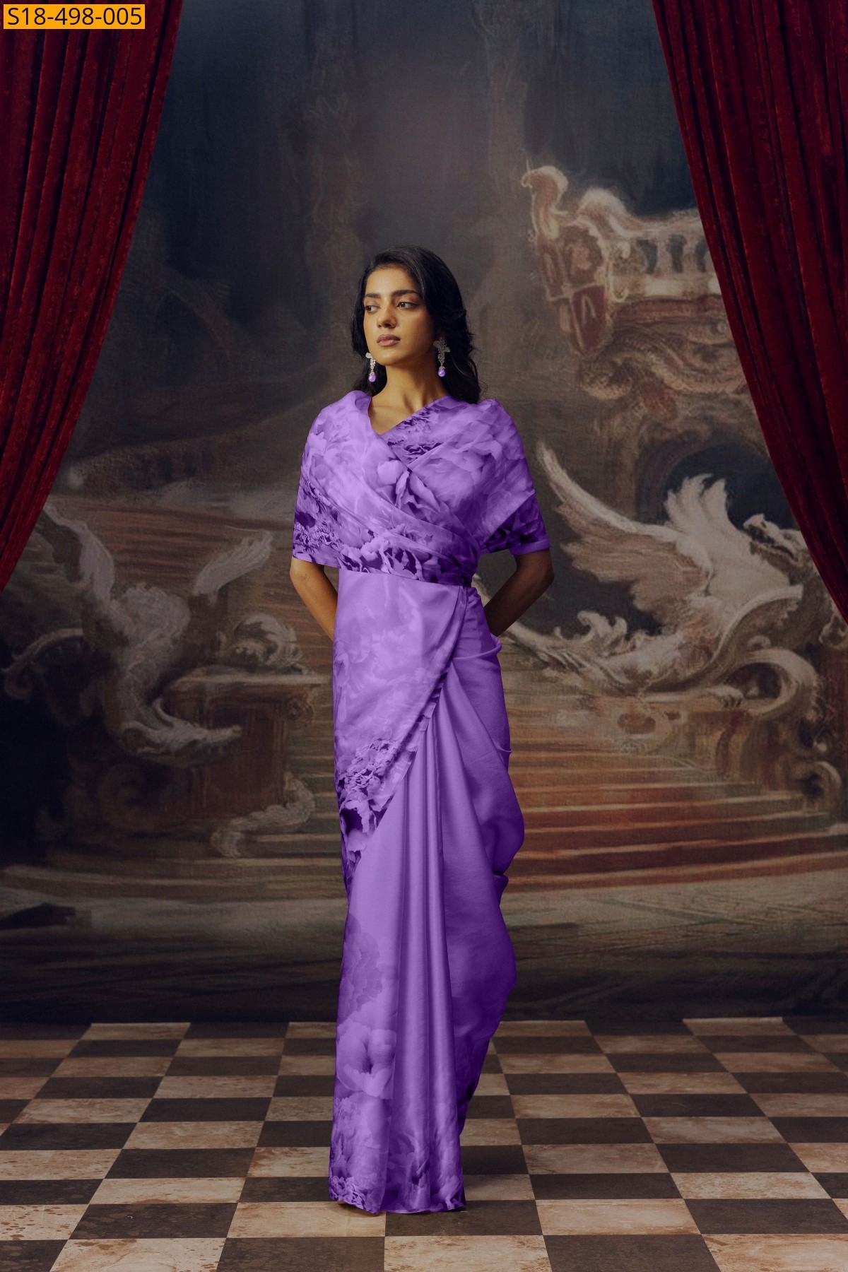 Lavender Fancy Japan Satin Sarees