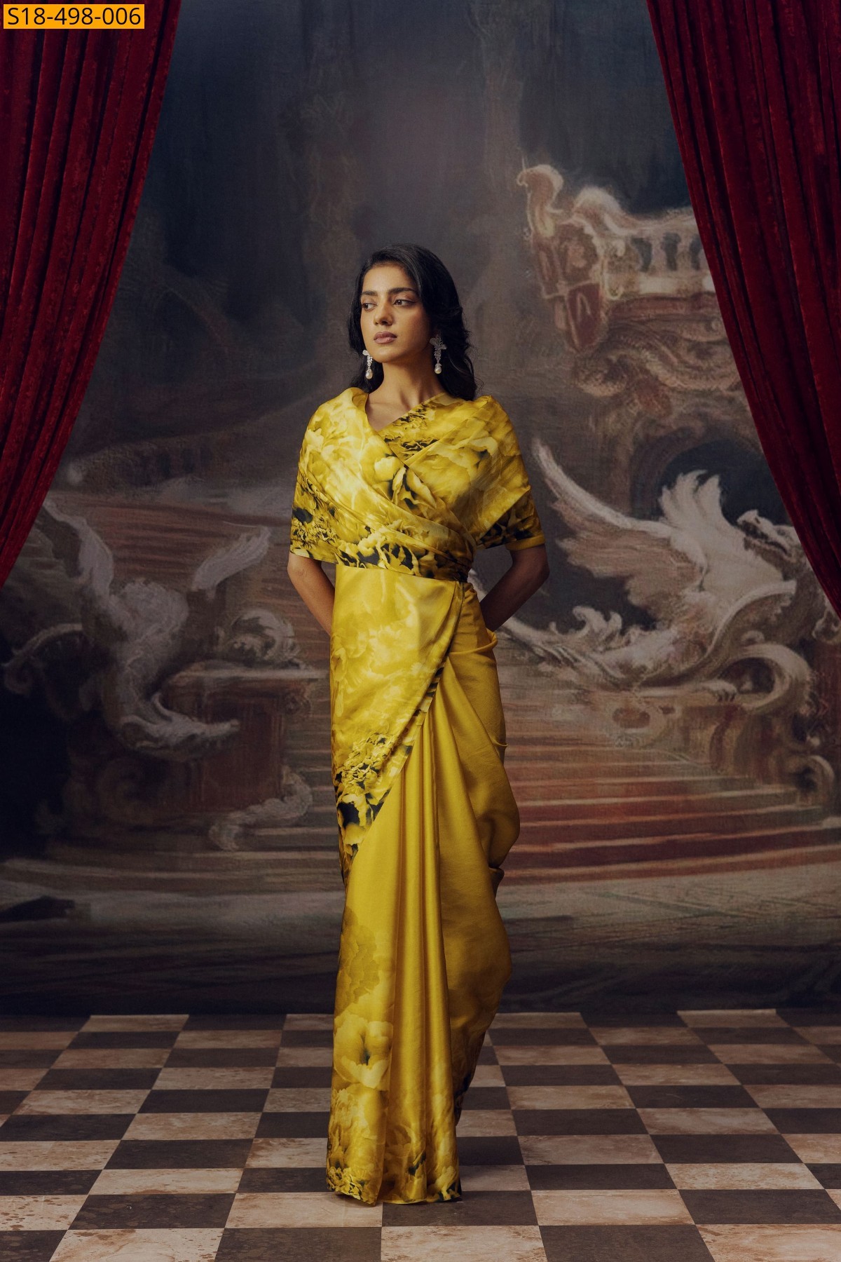 Yellow Fancy Japan Satin Sarees