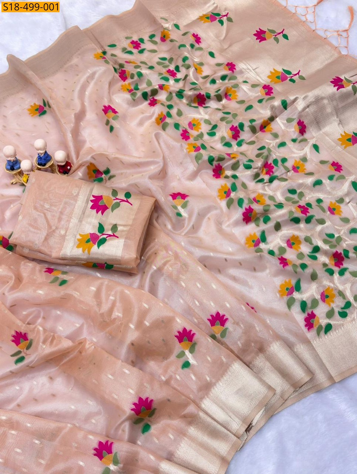 Sandal Fancy Soft Organza Sarees