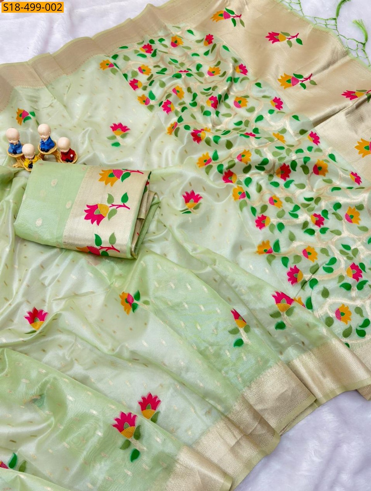 Green Fancy Soft Organza Sarees