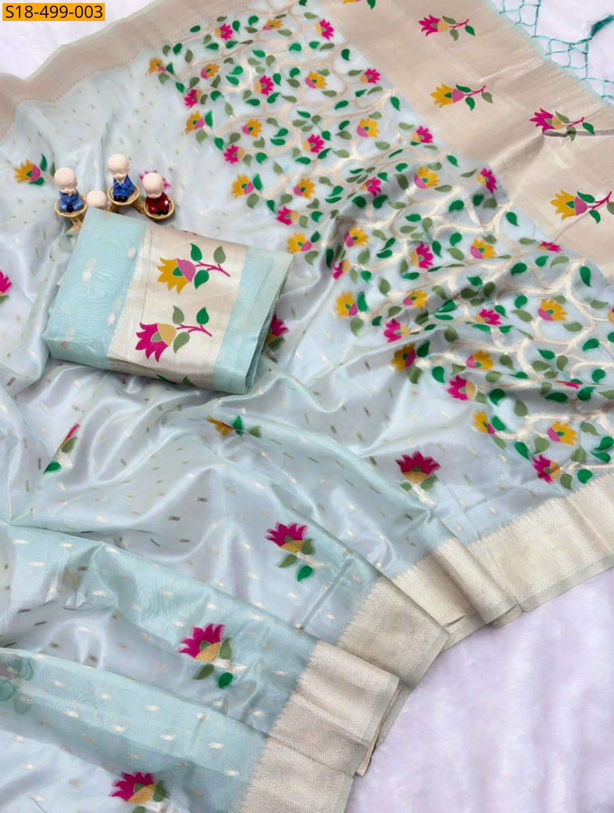 Blue Fancy Soft Organza Sarees