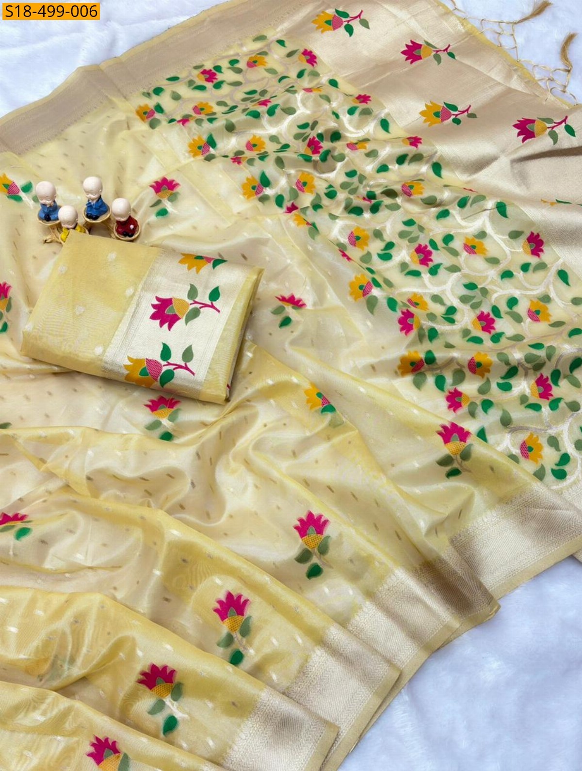 Yellow Fancy Soft Organza Sarees