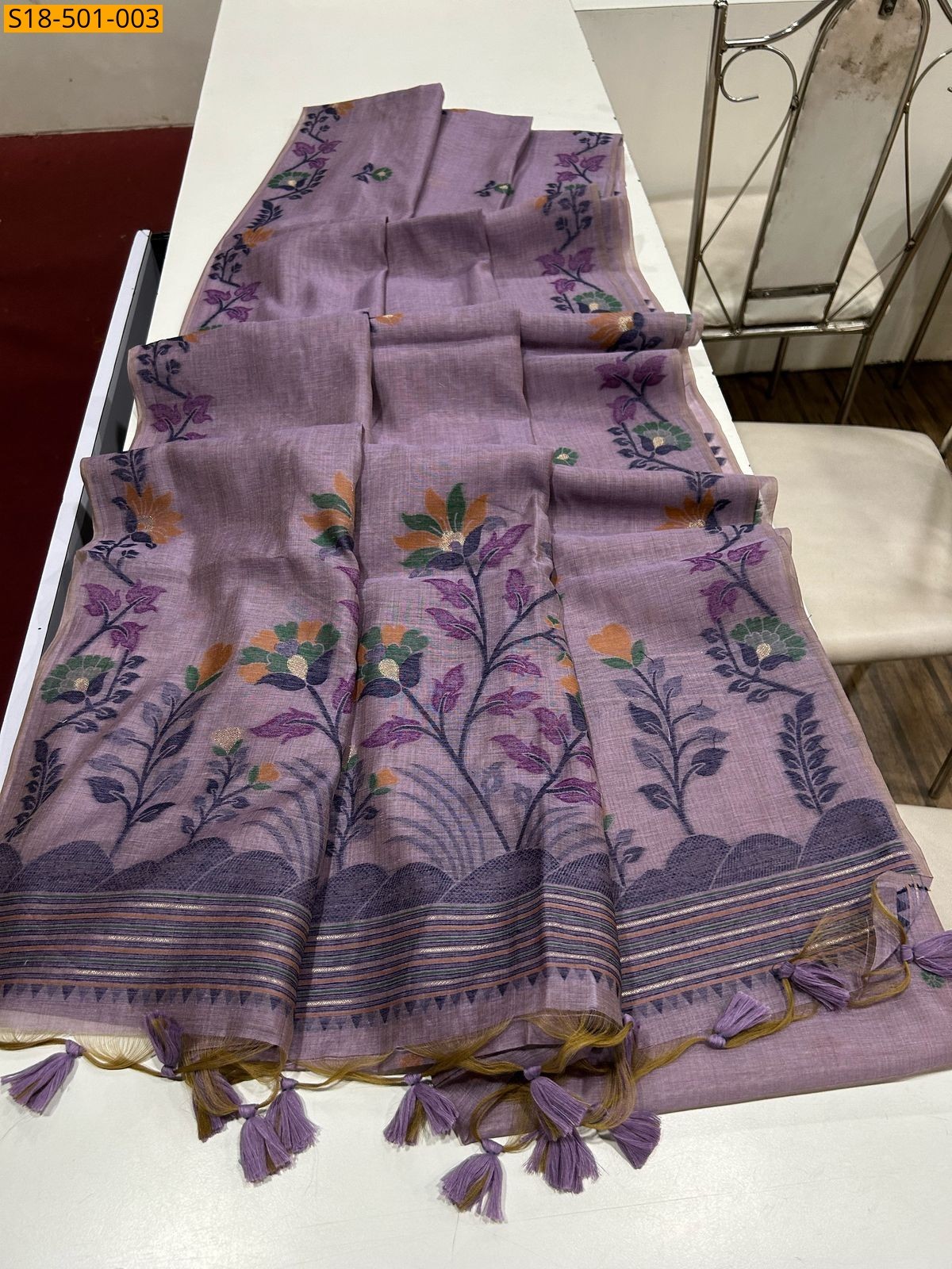 Lavender Fancy Muga Cotton Sarees
