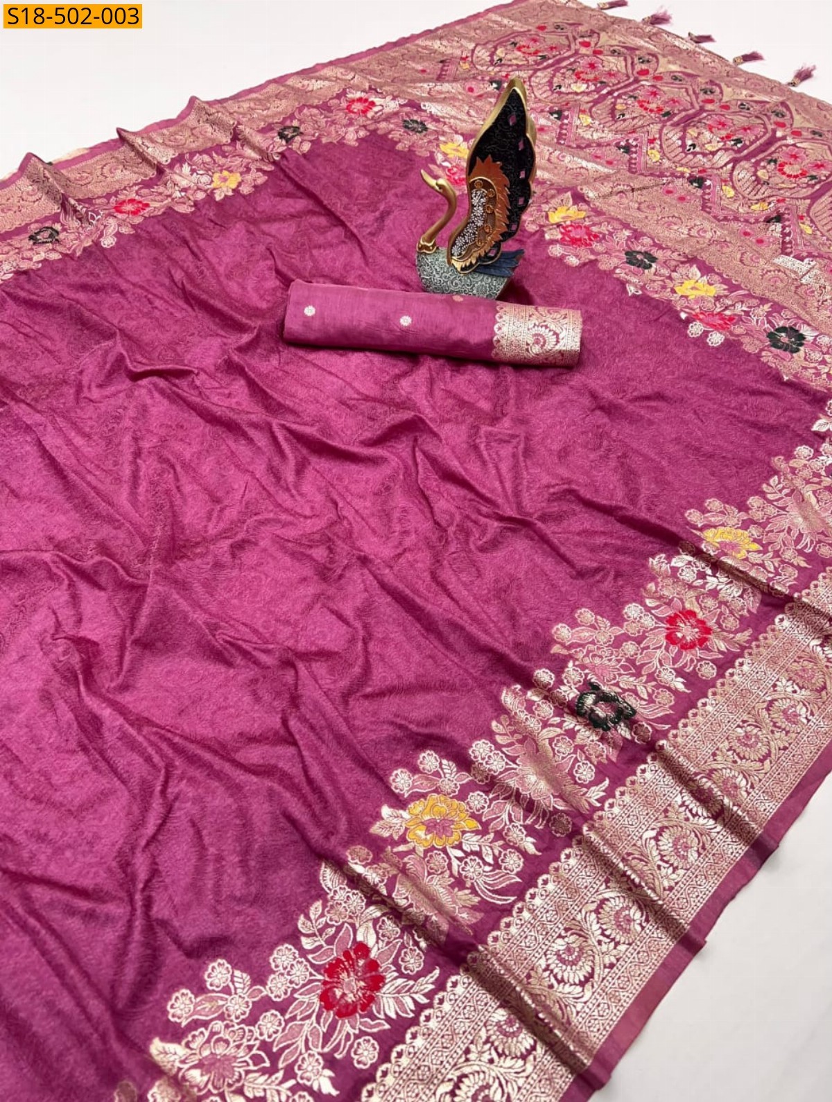 Pink Fancy Dola silk Gala saree