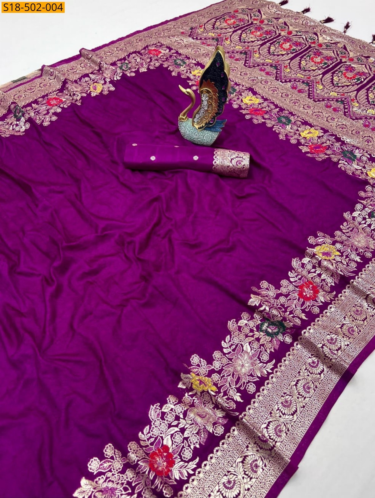 Purple Fancy Dola silk Gala saree