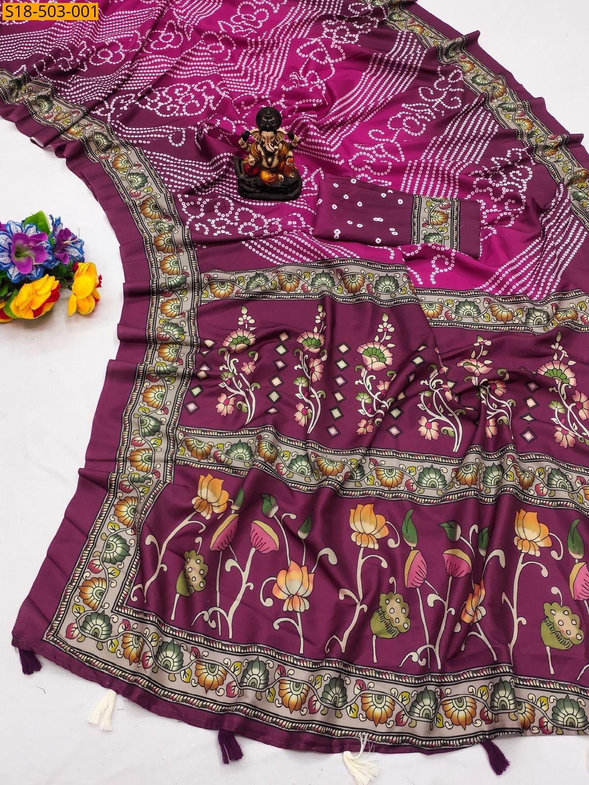 Purple Fancy Muslin Silk saree