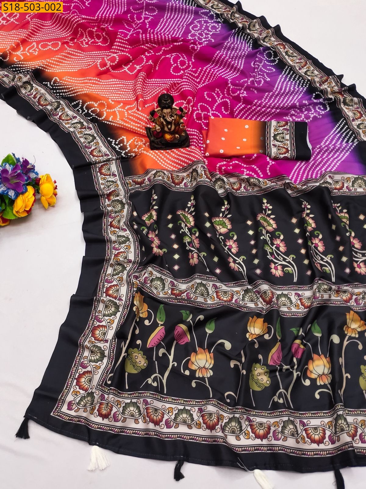 Multi  Fancy Muslin Silk saree