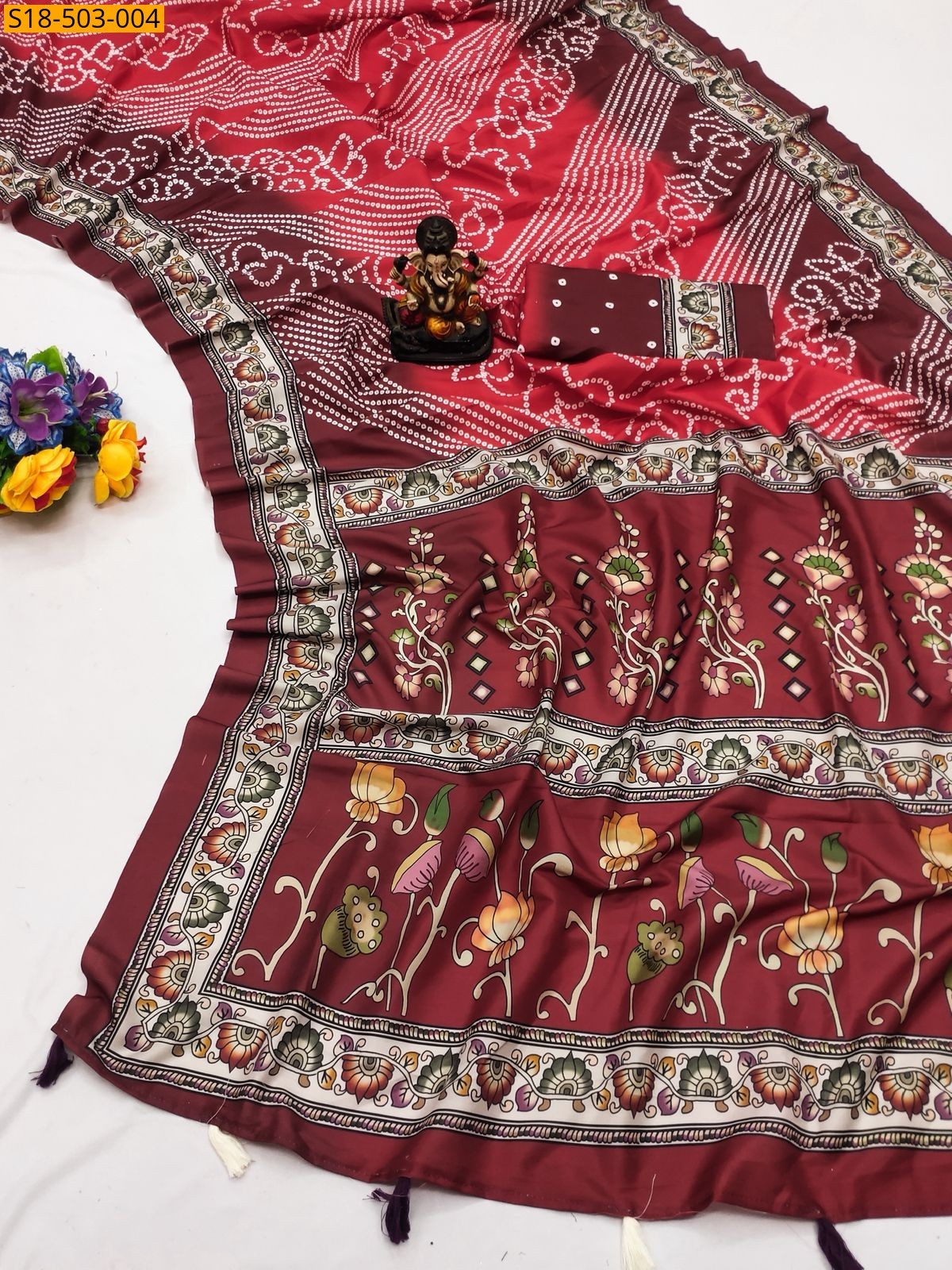 Maroon Fancy Muslin Silk saree