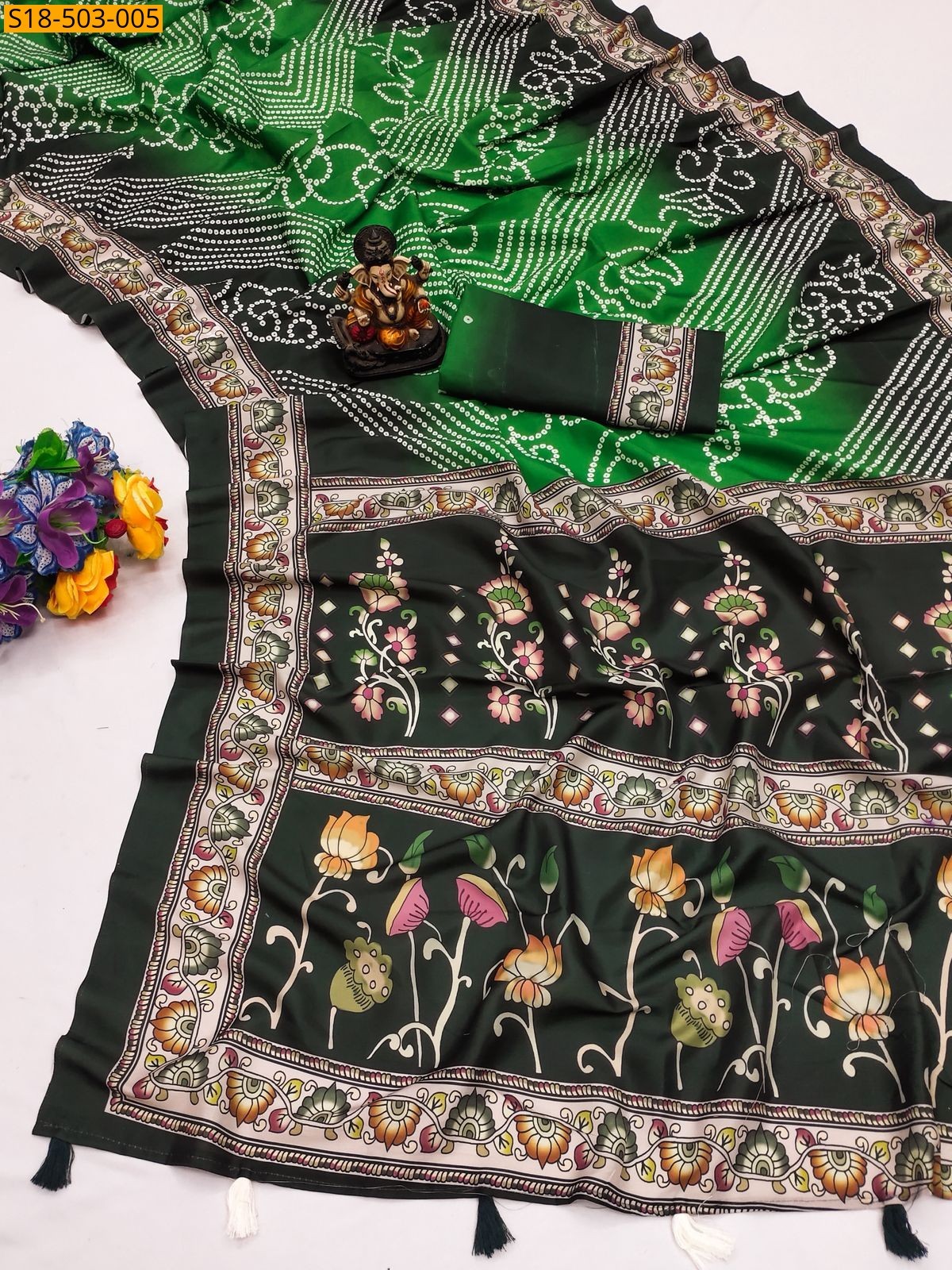 Green Fancy Muslin Silk saree