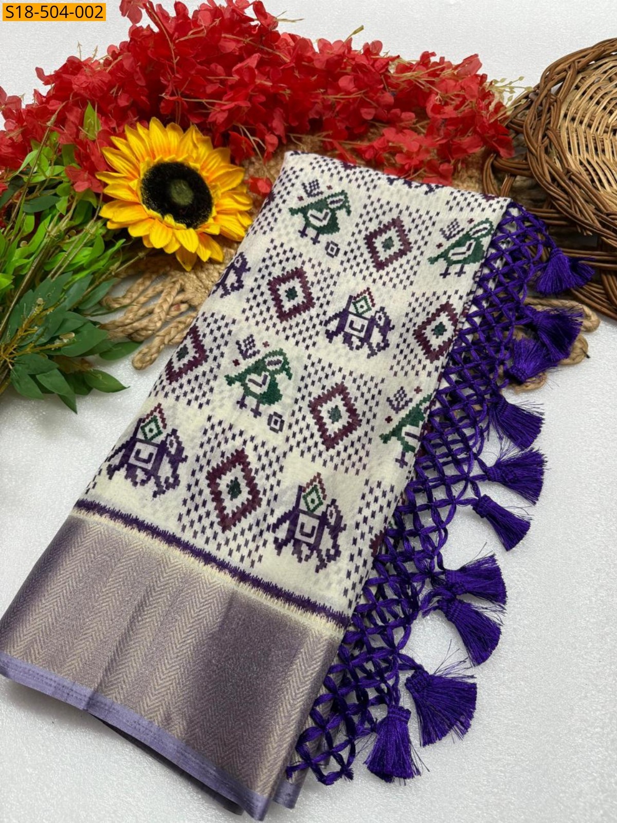 Half white Fancy Silk saree