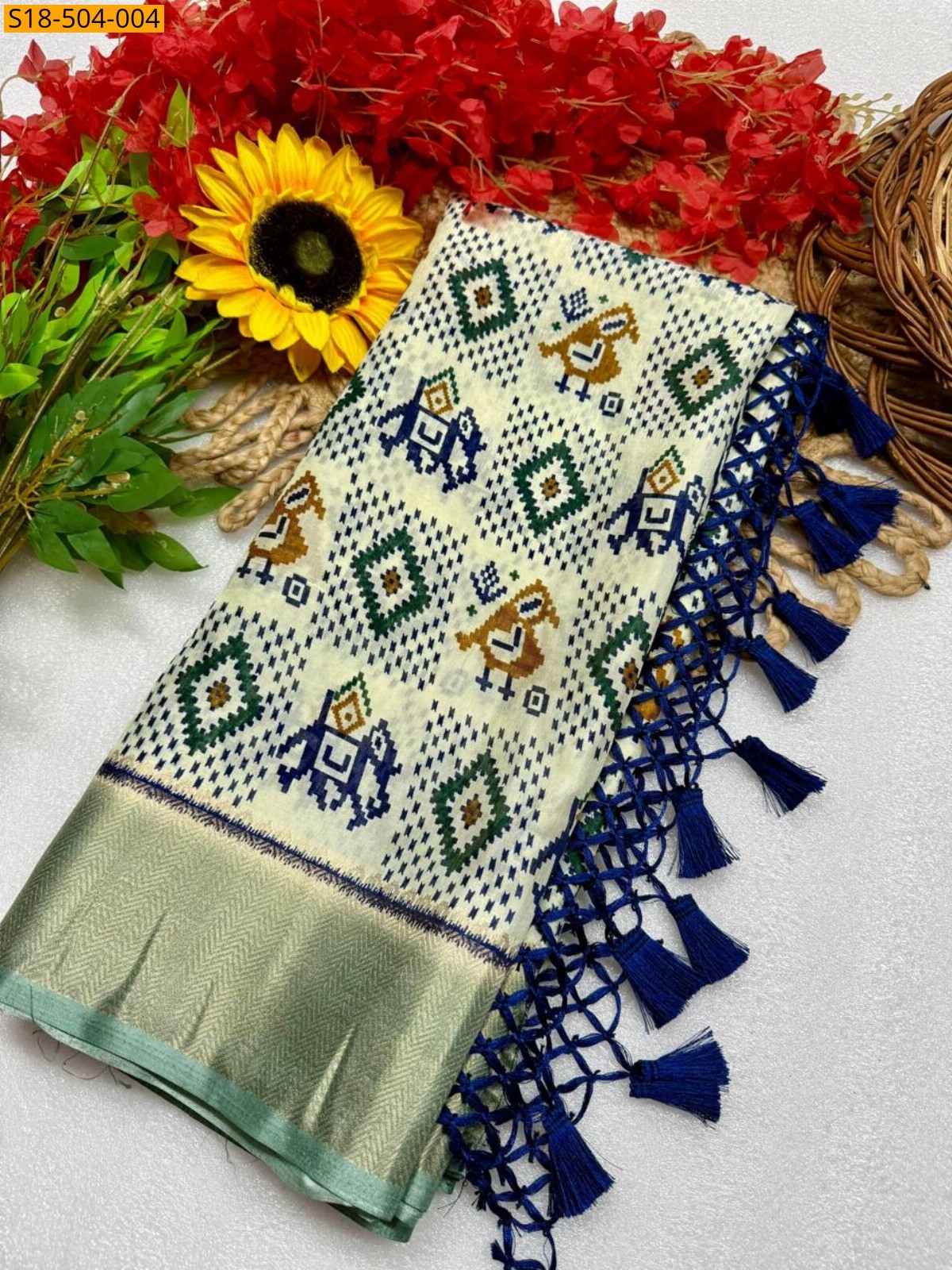 Half white Fancy Silk saree