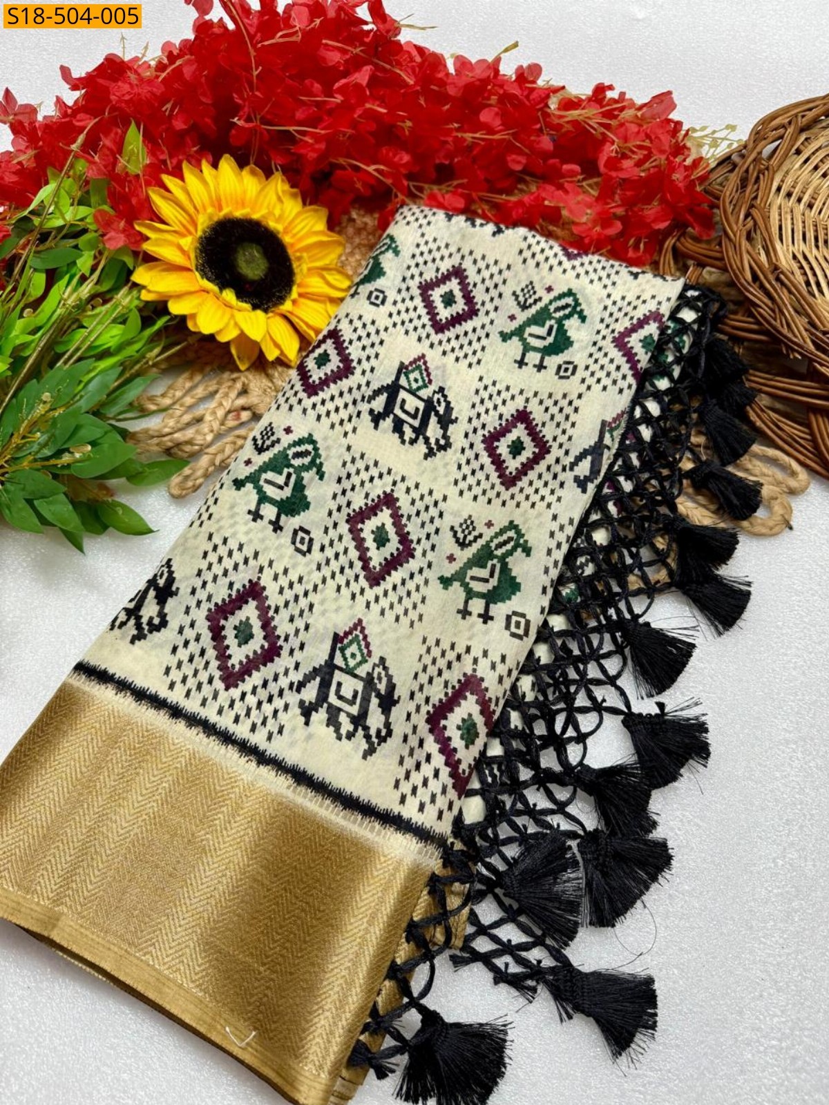 Half white Fancy Silk saree