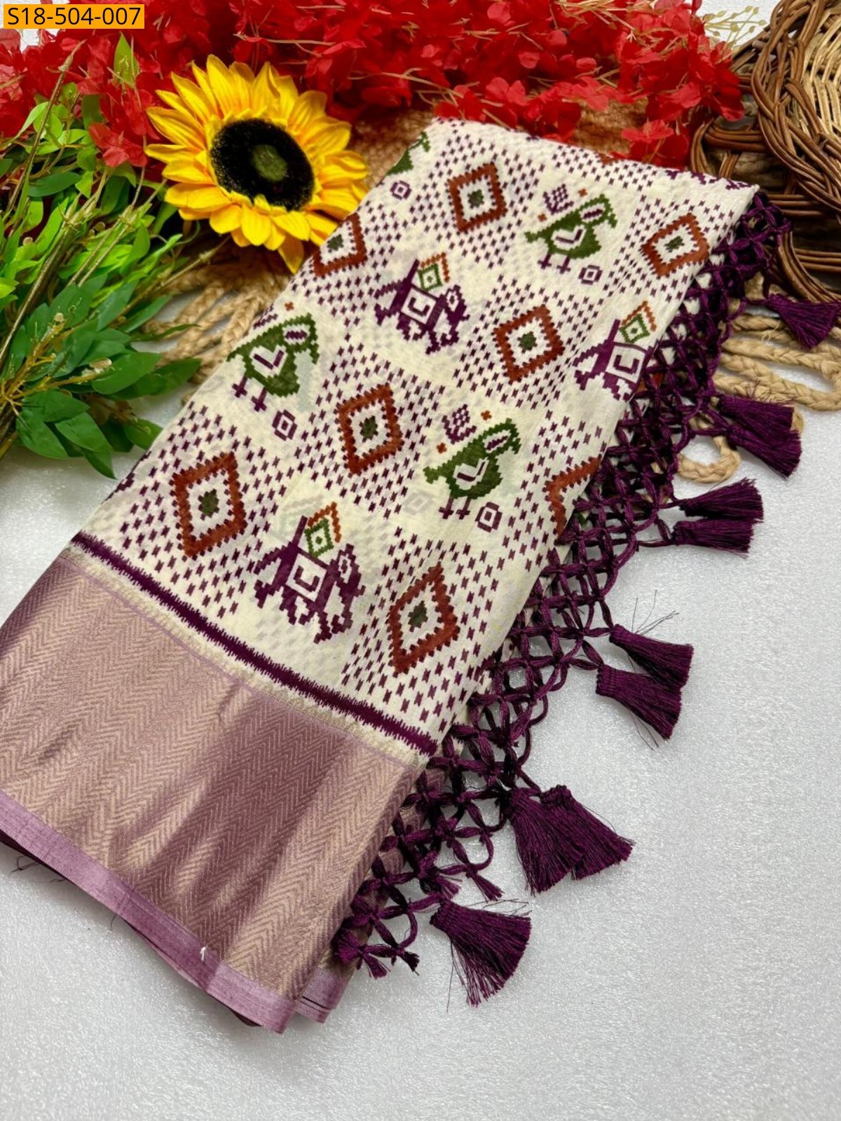 Half white Fancy Silk saree