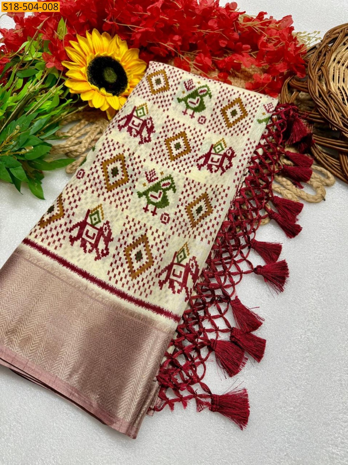 Half white Fancy Silk saree