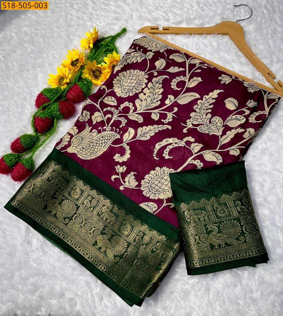 Maroon Fancy Mulmul Cotton saree