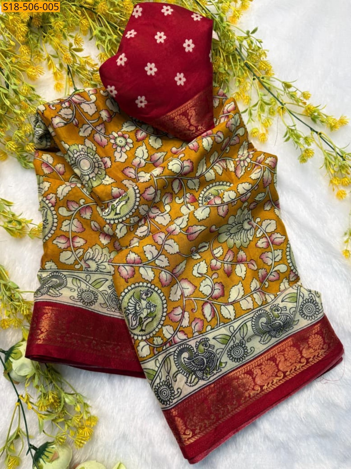 Mustard Fancy Mulmul Cotton silk saree