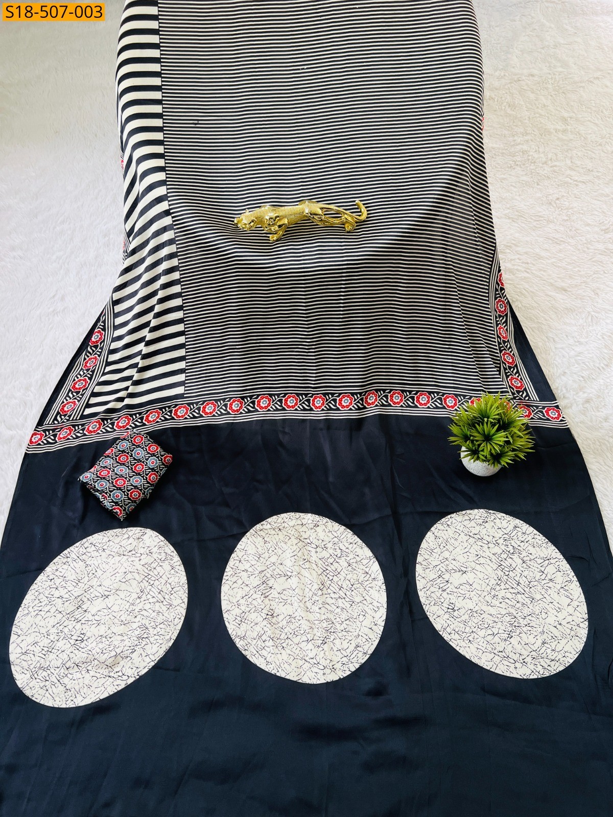 Black Fancy Semi Gajji Silk saree