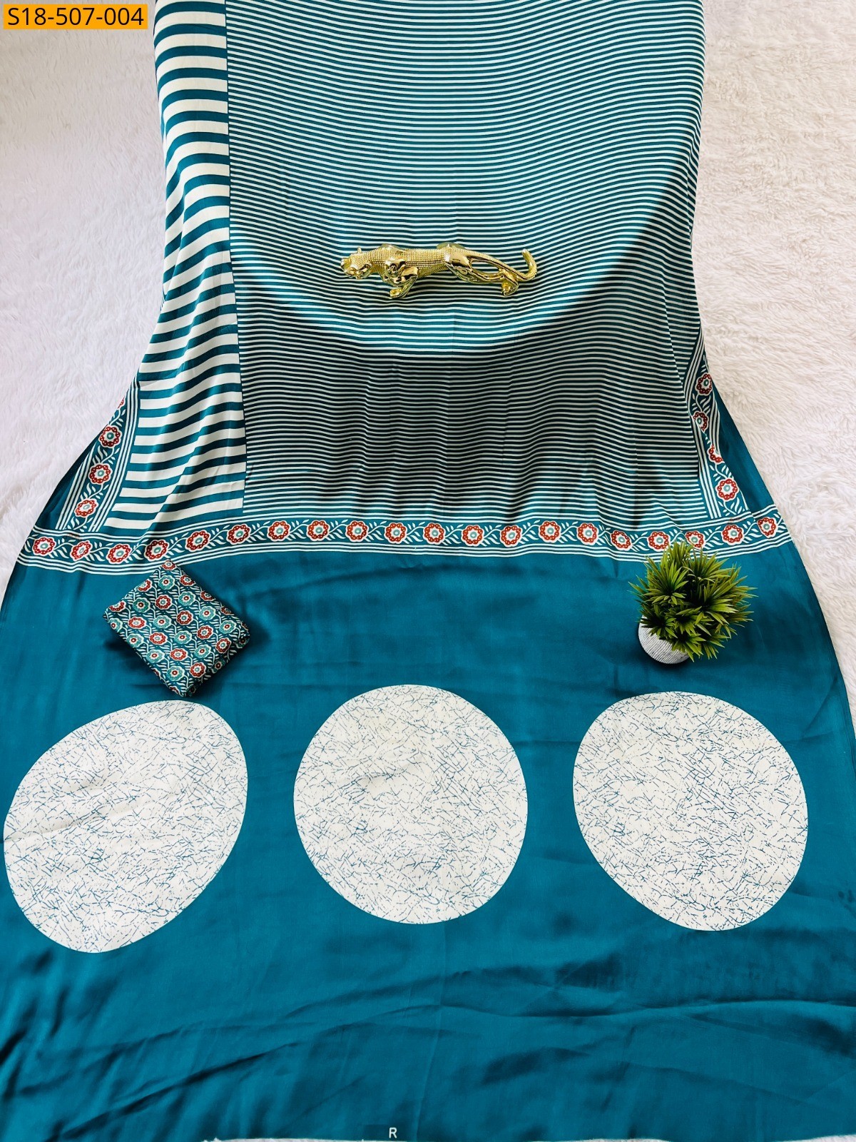 Blue Fancy Semi Gajji Silk saree
