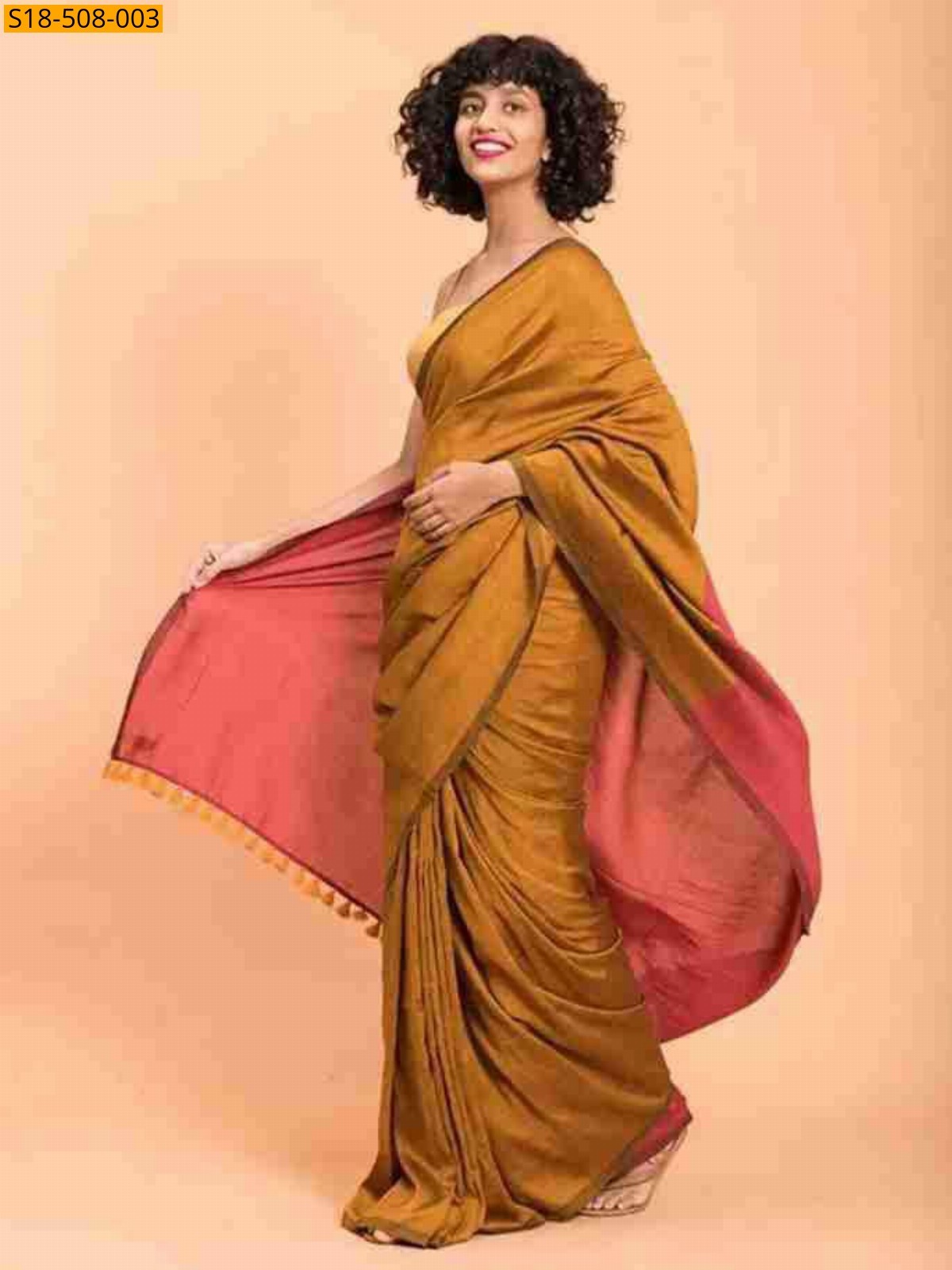 Mustard Fancy Khadi Cotton saree