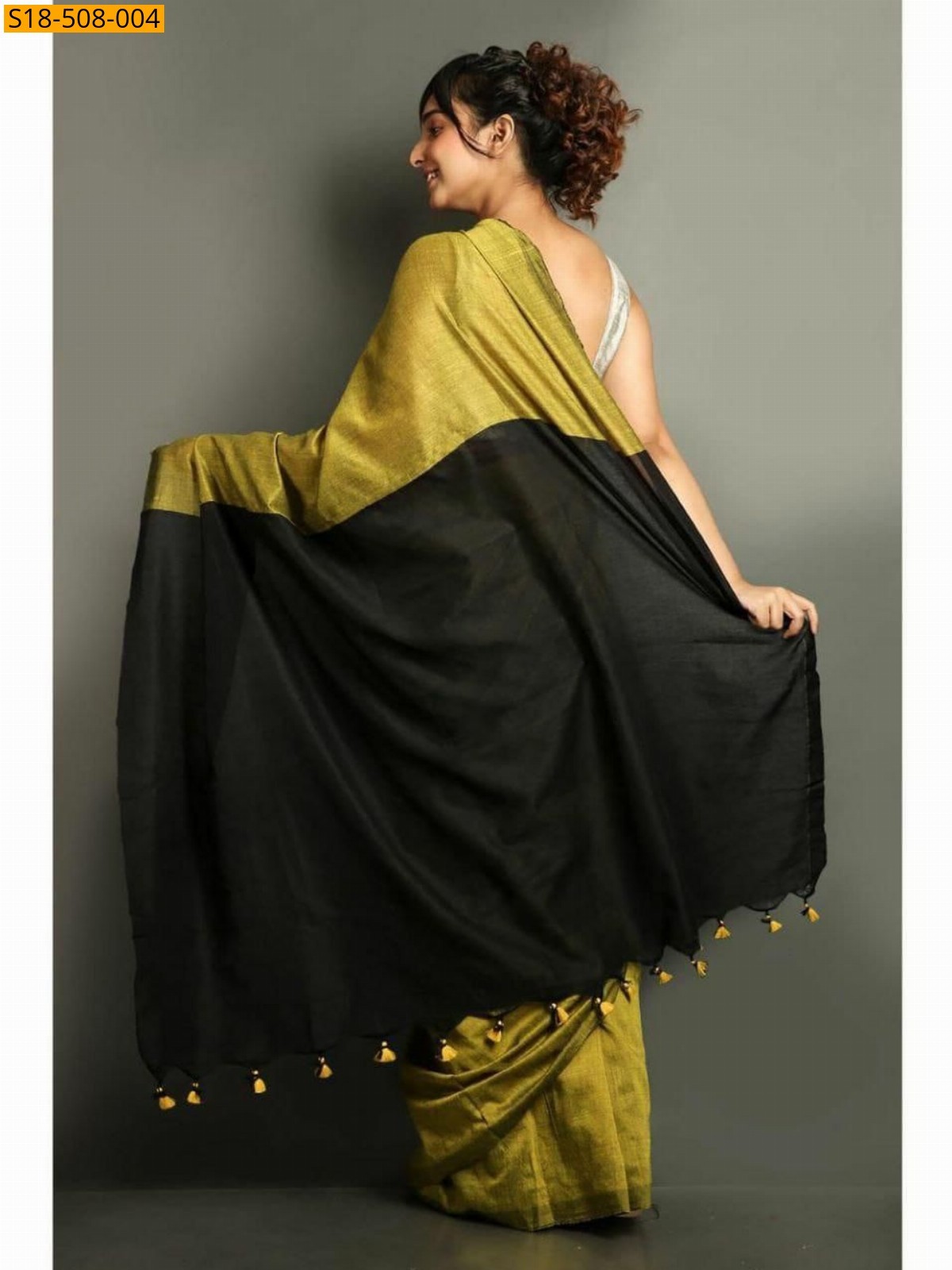 Green Fancy Khadi Cotton saree