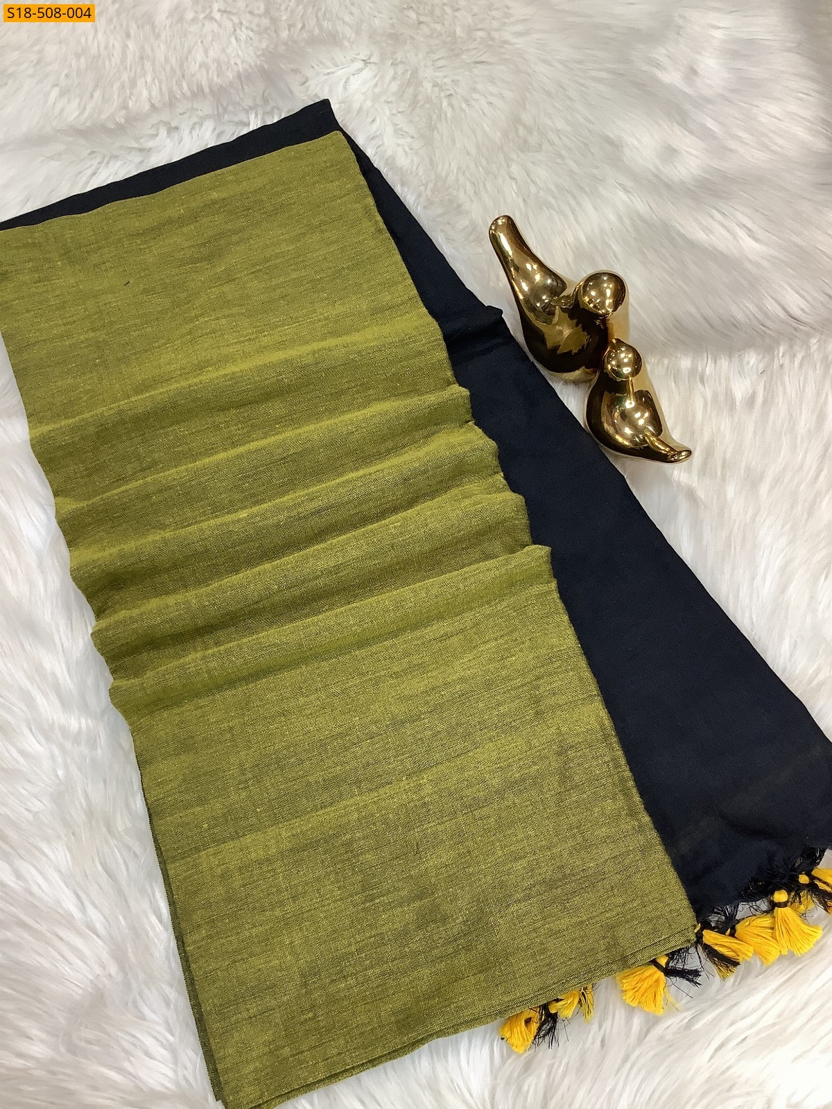 Dark Green Fancy Khadi Cotton saree