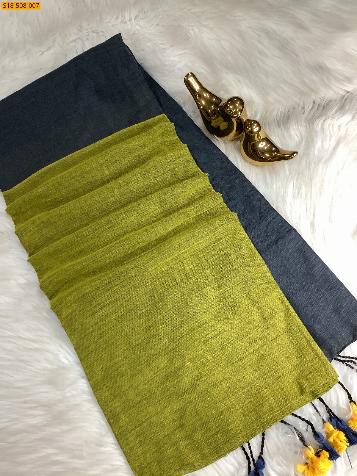 Green Fancy Khadi Cotton saree