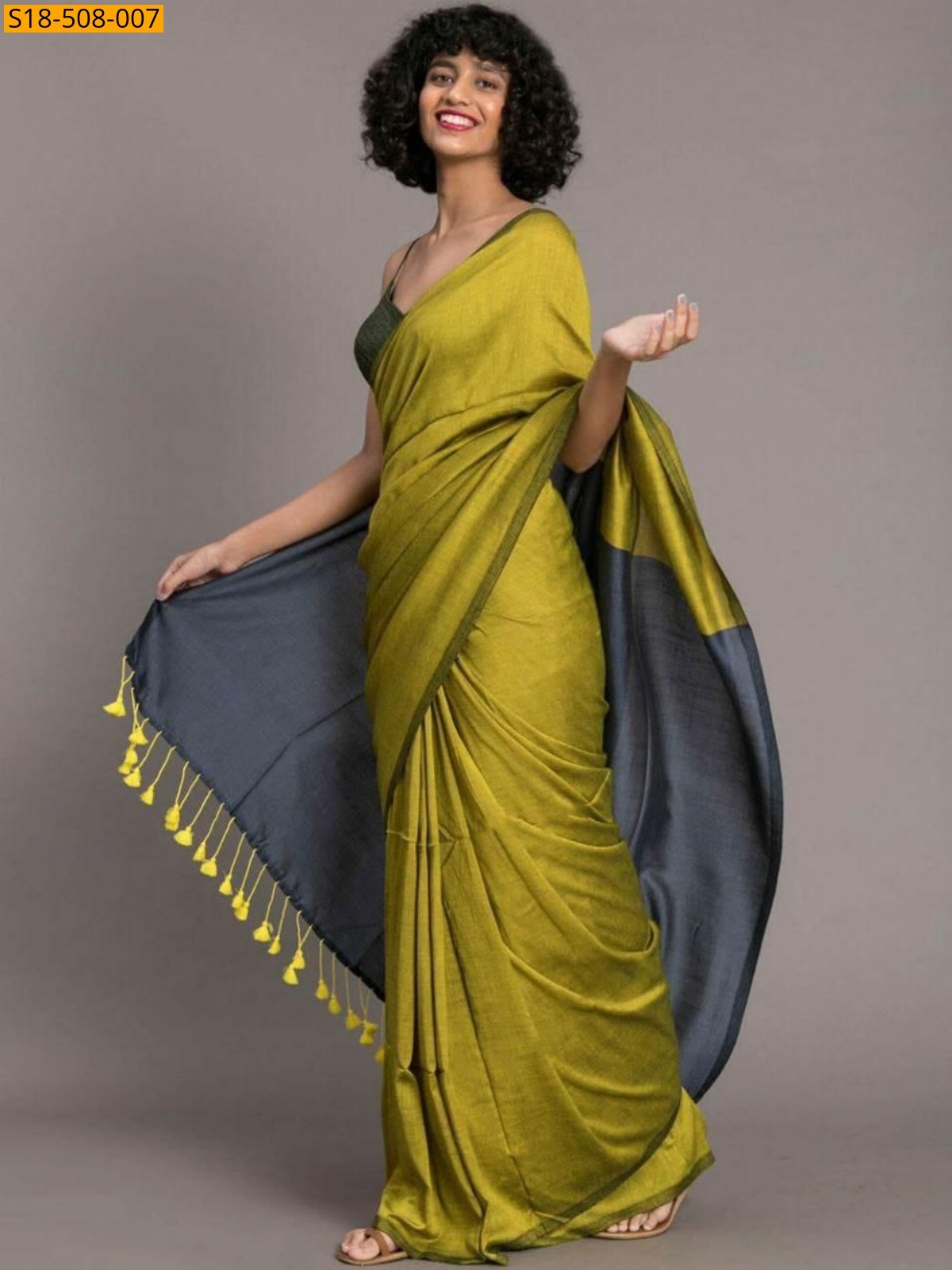Green Fancy Khadi Cotton saree