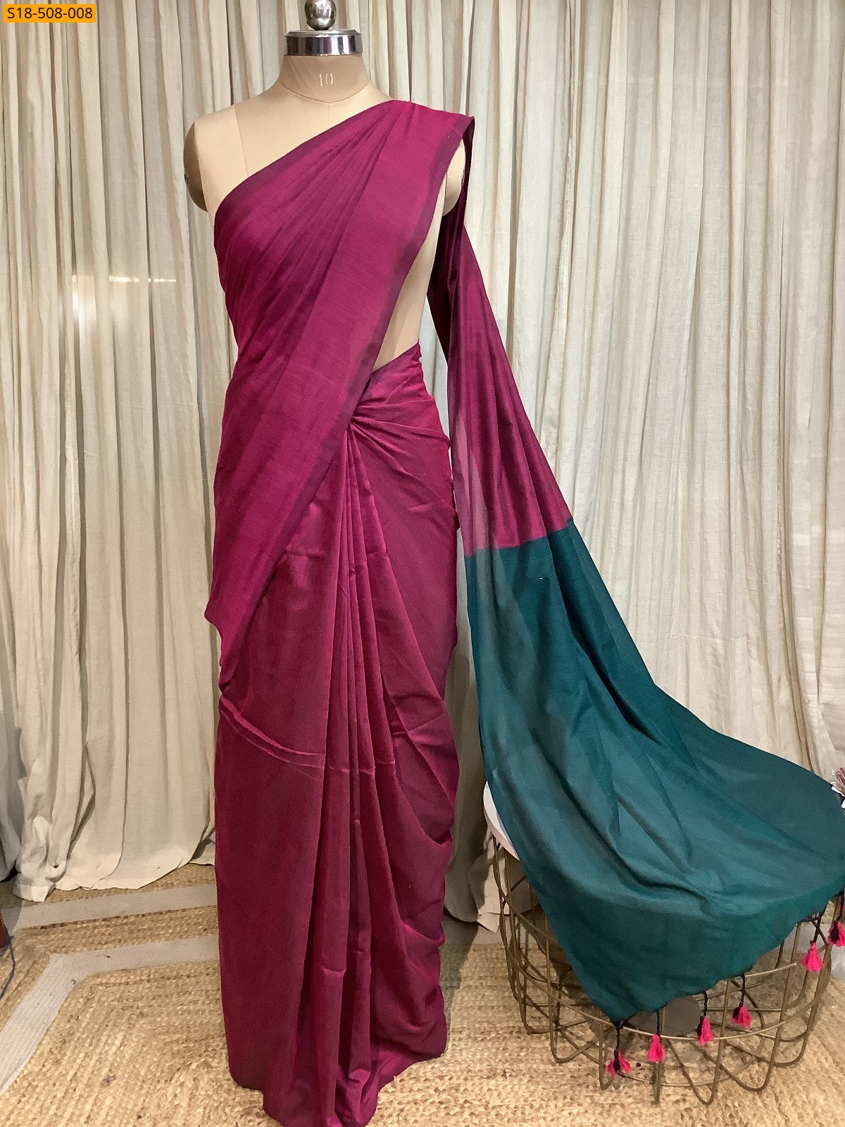 Pink Fancy Khadi Cotton saree